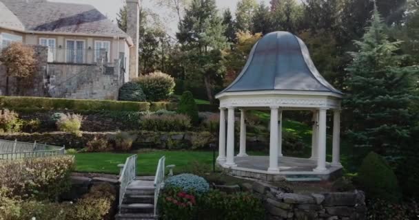 Aerial Large Home New Jersey Backyard Gazebo — Stock Video