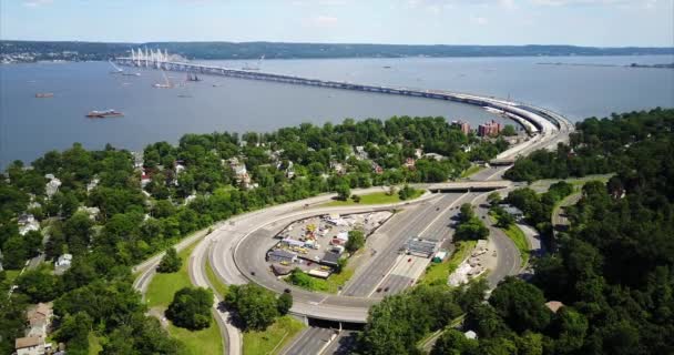Aerial Tappan Zee Bridge Interstate 287 Nyack New York — Video Stock