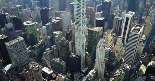Воздушная Часть Здания 432 Park Avenue Центре Манхэттена Нью Йорк — стоковое видео