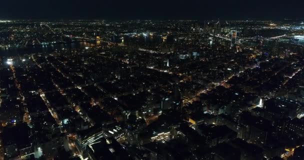 Luftaufnahmen Der Lower East Side Bei Nacht Nyc — Stockvideo