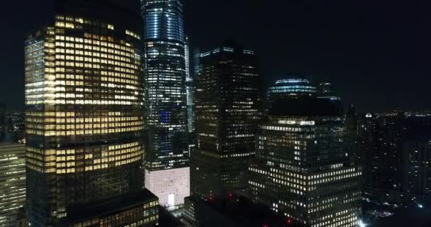 Nagranie Lotnicze One World Trade Center Nocy Nowy Jork — Wideo stockowe