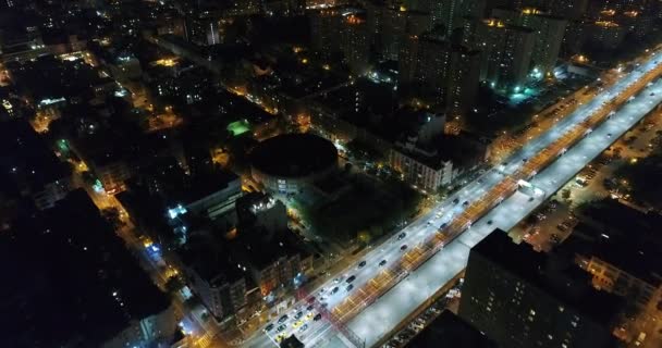 Aerial Footage Downtown Manhattan Nyc Night — Wideo stockowe