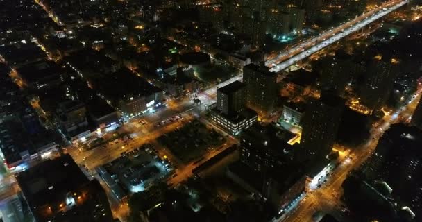 Aerial Footage Downtown Manhattan Nyc Night — Wideo stockowe