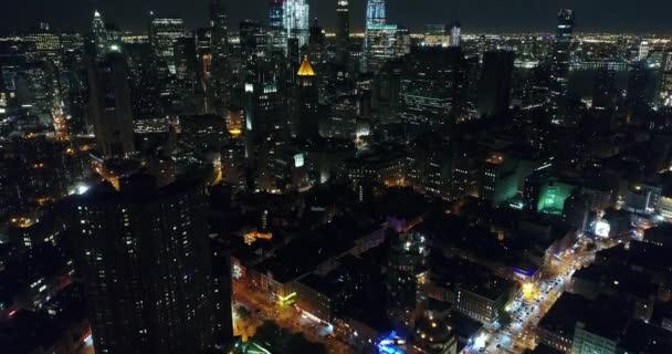 Αεροφωτογραφία Της Τσάιναταουν Νύχτα Νέα Υόρκη — Αρχείο Βίντεο