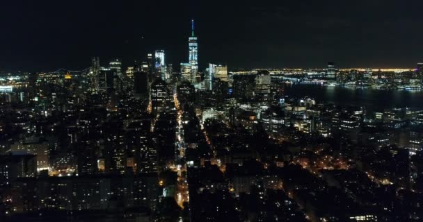 Flatiron Bölgesinin Hava Görüntüleri Gece New York — Stok video