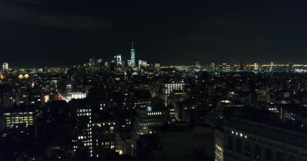 Flatiron Bölgesinin Hava Görüntüleri Gece New York — Stok video