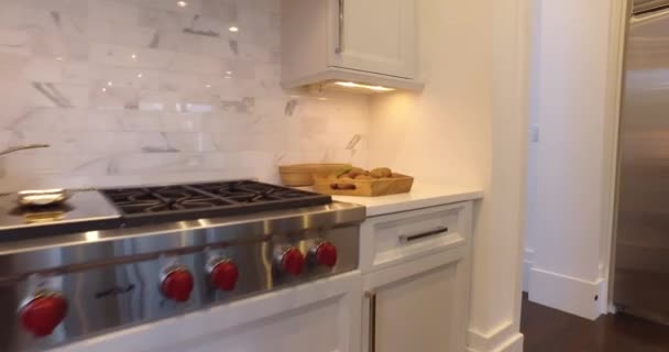 Footage Modern White Kitchen New Jersey Home — Video Stock