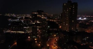 Aerial Footage of West New York, New Jersey at Night