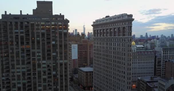 Filmación Aérea Del Edificio Flatiron Ciudad Nueva York — Vídeo de stock