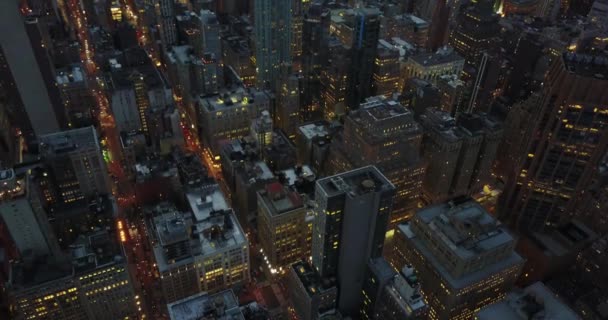 Letecký Záznam Empire State Building Midtown Nyc Noci — Stock video