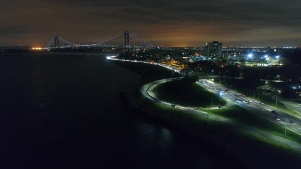 Aerial Footage Verrazano Narrows Bridge New York City — стокове відео