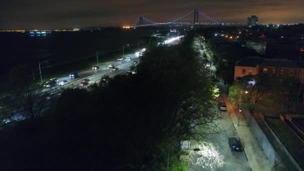 Aerial Footage Verrazano Narrows Bridge New York City — стоковое видео
