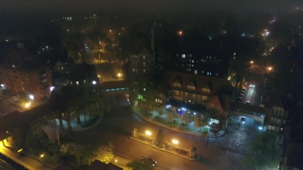 Sisli Bir Gecede Forest Hills Queens New York Hava Görüntüleri — Stok video