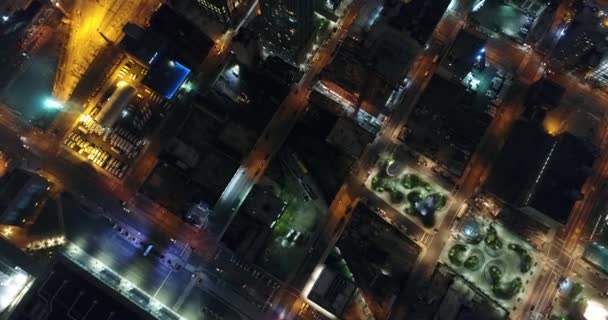 Metraje Aéreo Del Centro Ciudad Nueva York Por Noche — Vídeos de Stock