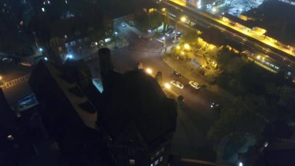 Aerial Footage Forest Hills Queens New York Foggy Night — Stockvideo