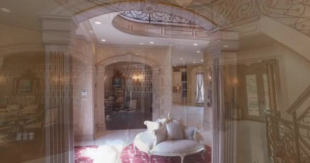 Footage Entranceway Living Room New Jersey Mansion — стокове відео