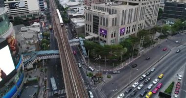 Bangkok, Tayland 'daki Meşgul Caddelerin Hava Görüntüleri