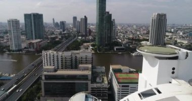 Bangkok, Tayland 'daki Nehrin Havadan Görüntüsü