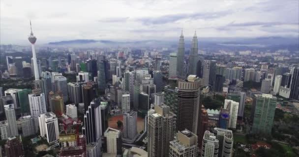 Vue Aérienne Zoom Arrière Kuala Lumpur Skyline Malaisie — Video