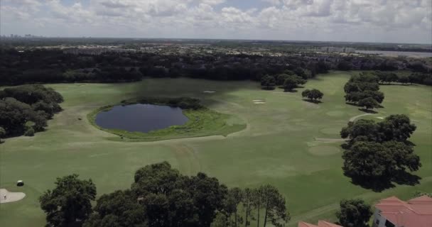 Metrowest Aerial Golf Course Pond — стоковое видео