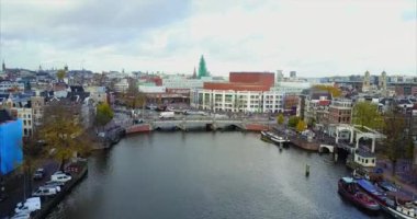Amsterdam, Hollanda - 16 Aralık, 2019: Amsterdam şehir manzarası üstten