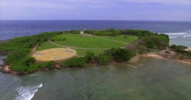 Endonezya, Bali 'deki Hindu heykeli ile Adanın Hava Görüntüsü