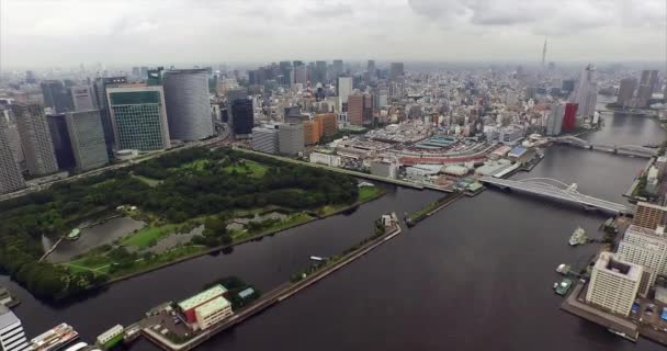 Imágenes Aéreas Aviones Tripulados Tokio Japón — Vídeo de stock
