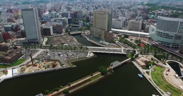 日本横滨的空中低空飞行 — 图库视频影像