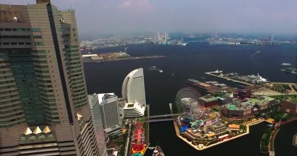 Luchtfoto Van Yokohama Japan Lage Vlucht — Stockvideo