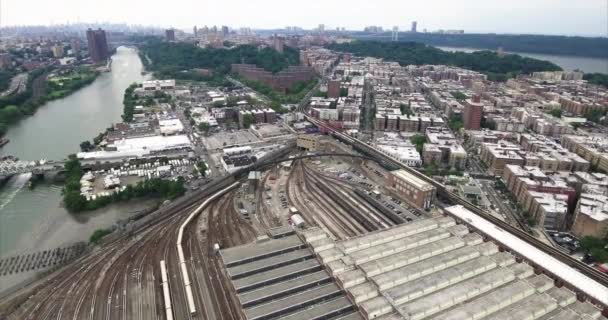 ブロンクス 列車ヤードの地下鉄空撮 — ストック動画