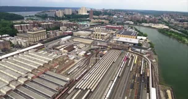 Bronx Μετρό Εναέρια Λήψη Του Τρένου Yard — Αρχείο Βίντεο