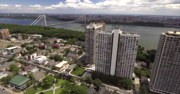 Aerial Fort Lee Englewood Cliffs Highline Bridge — Video Stock