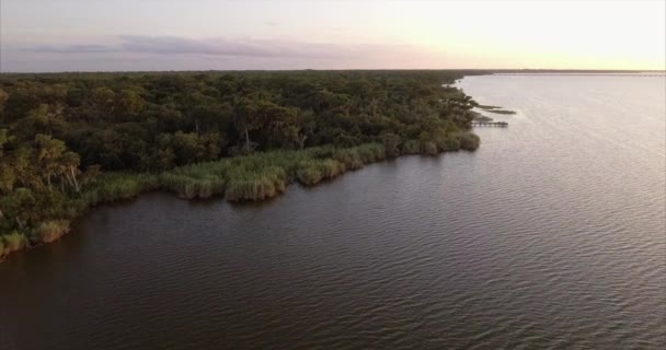 Aeronáutica Lago Jesup Pôr Sol — Vídeo de Stock