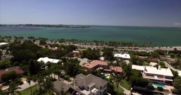 Воздушный Поток Домов Побережье Лидо Сарасота Флорида — стоковое видео