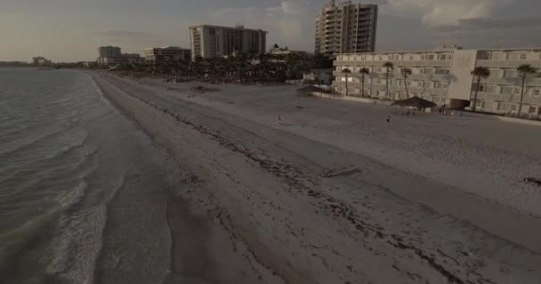 Aerial Homes Buildings Beach Lido Key Sarasota Florida Sunset — стокове відео