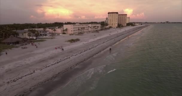 Flygfoto Stranden Vid Solnedgången Lido Key Sarasota Florida — Stockvideo