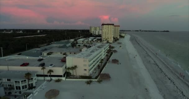 Flygfoto Vid Skymningen Lido Key Sarasota Florida — Stockvideo