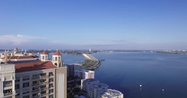 Aérea Edificios Distrito Histórico Sarasota — Vídeo de stock