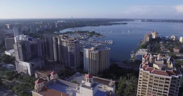 Luchtfoto Van Gebouwen Historische Wijk Van Sarasota — Stockvideo