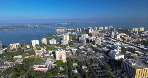 Aérea Edificios Costa Centro Histórico Sarasota — Vídeo de stock