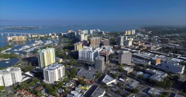 Aerial Buildings Sarasota Historic District Downtown — стокове відео