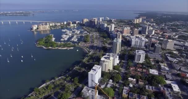 Aerial Budynków Historycznej Dzielnicy Sarasoty Centrum Miasta — Wideo stockowe