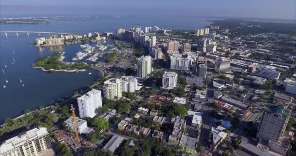 Aerial Buildings Sarasota Historic District Downtown — стокове відео