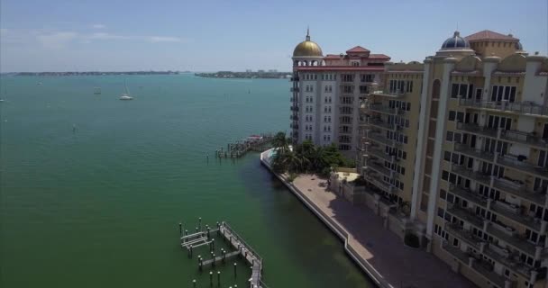Vue Aérienne Des Bâtiments Dans Centre Ville Quartier Historique Sarasota — Video
