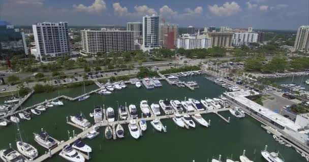 Aérea Barcos Edificios Centro Zona Histórica Sarasota — Vídeos de Stock