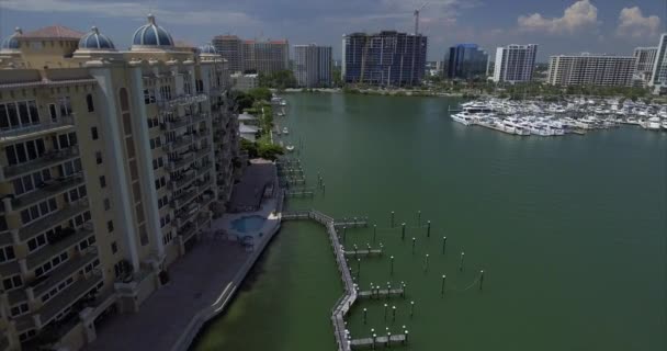 Aeronáutica Barcos Edifícios Zona Centro Distrito Histórico Sarasota — Vídeo de Stock