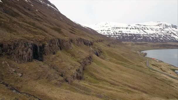 Letecký Pohled Hory Icecap Mountain Pozadí Islandu — Stock video