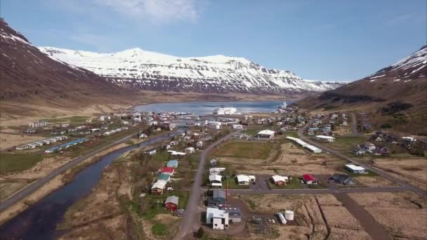 Luchtfoto Van Stad Ijsland — Stockvideo