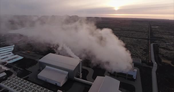 Aerial Geothermal Power Station Iceland — Stock Video