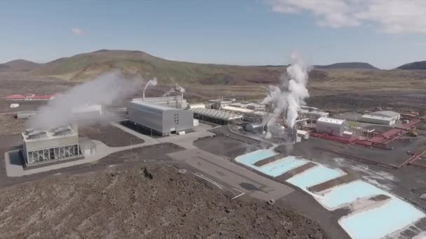 Luchtfoto Van Een Geothermische Centrale Ijsland — Stockvideo